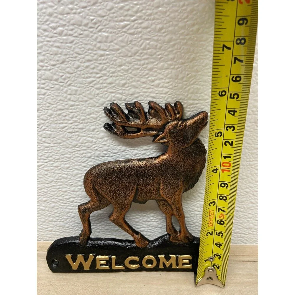 Vtg Cast Iron J.Dunbar Collection Western Wildlife Design Elk Welcome Sign